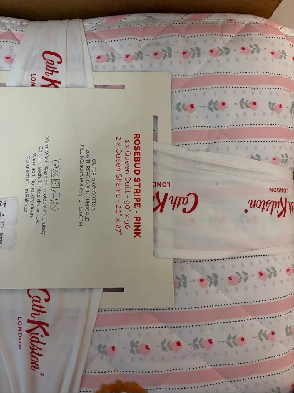 Cath Kidston Pink Rose Stripe Queen Quilt Set